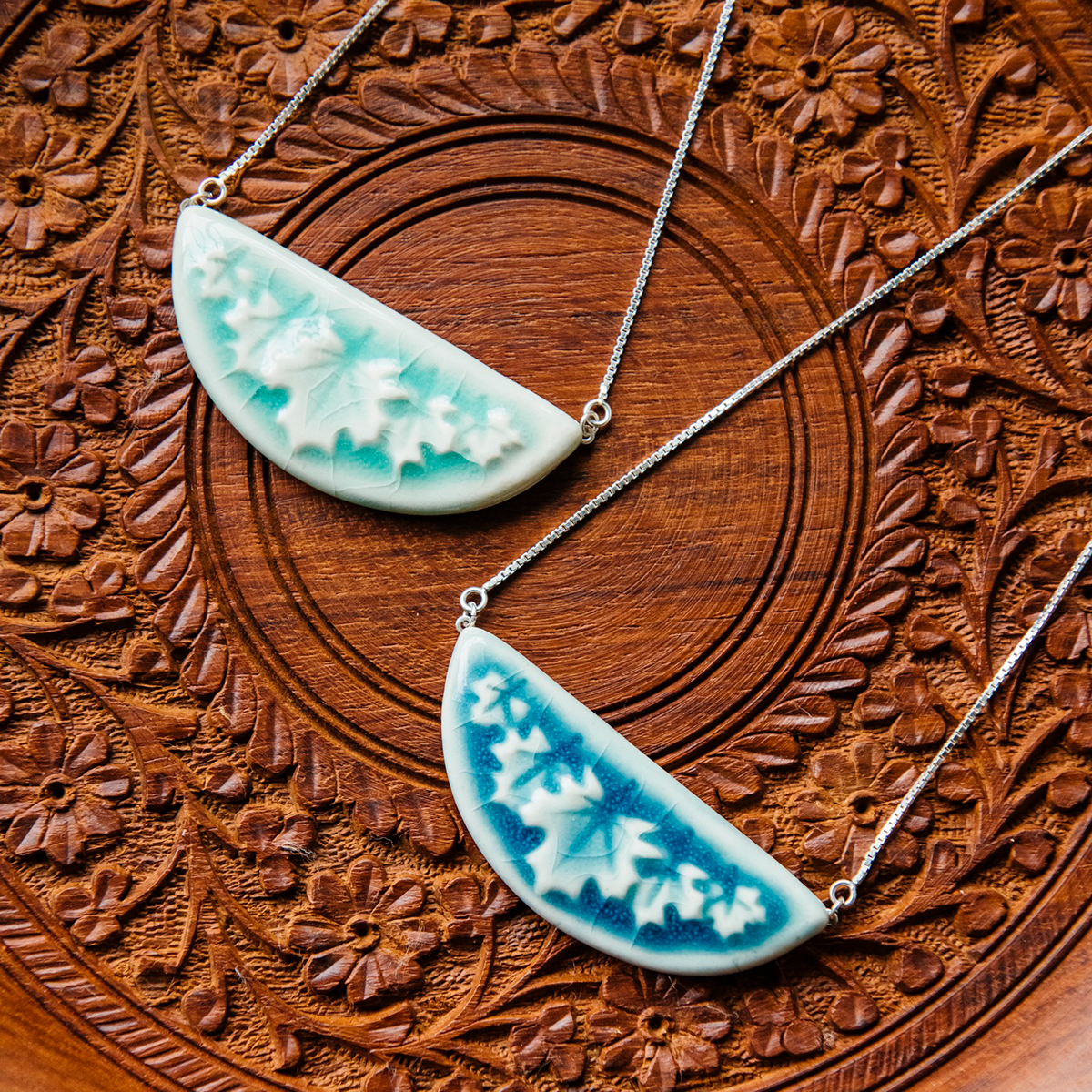 Faceted Tile Necklace  Iridescent – Pewabic Pottery