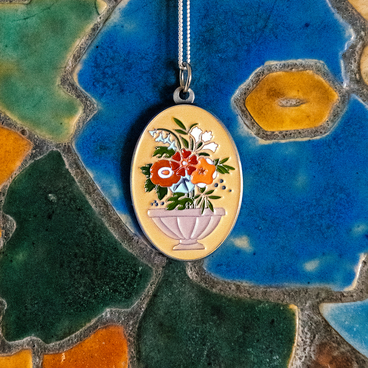 Faceted Tile Necklace  Iridescent – Pewabic Pottery