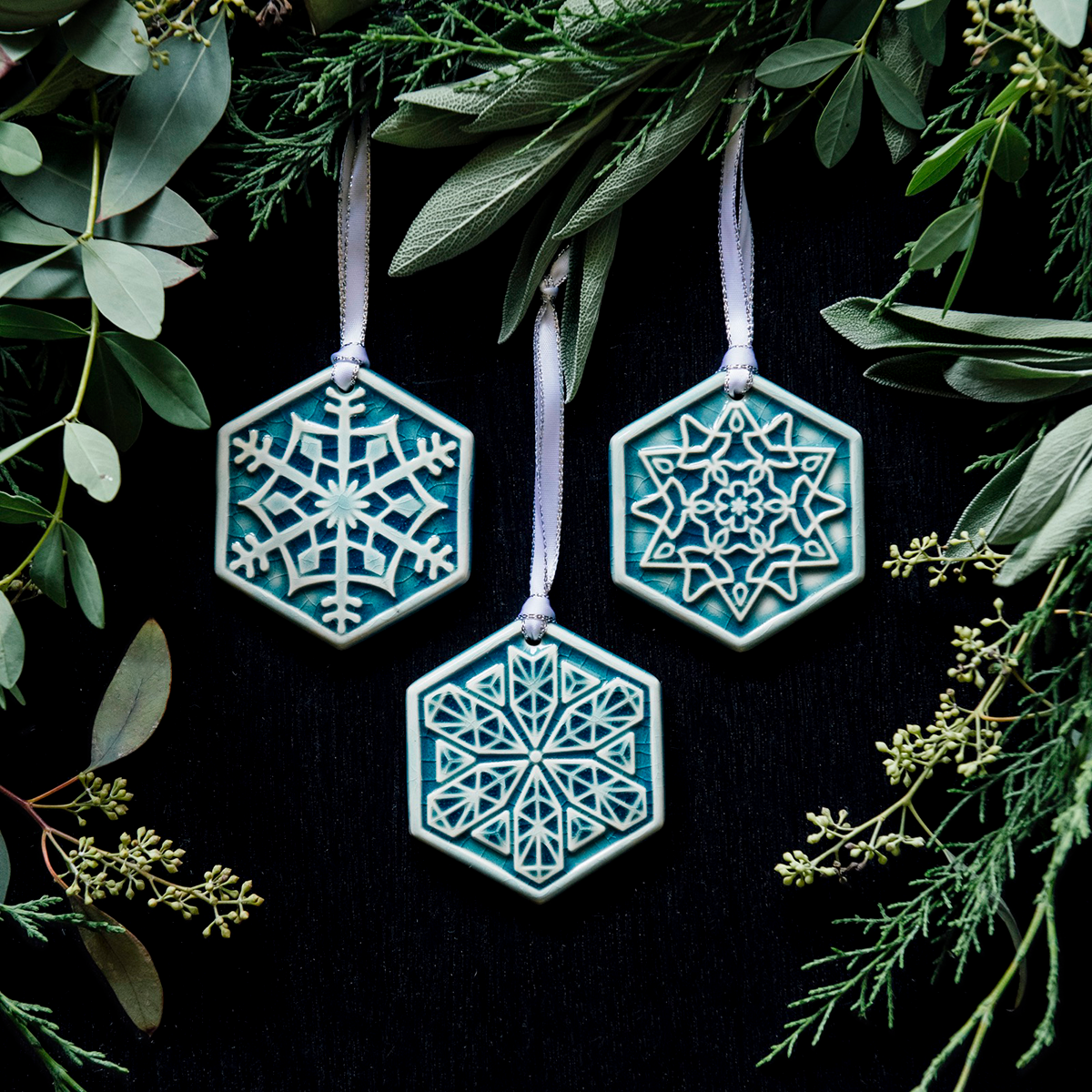 Set of 2 Pearl and Crystal Snowflake Ornaments — Beadaholique