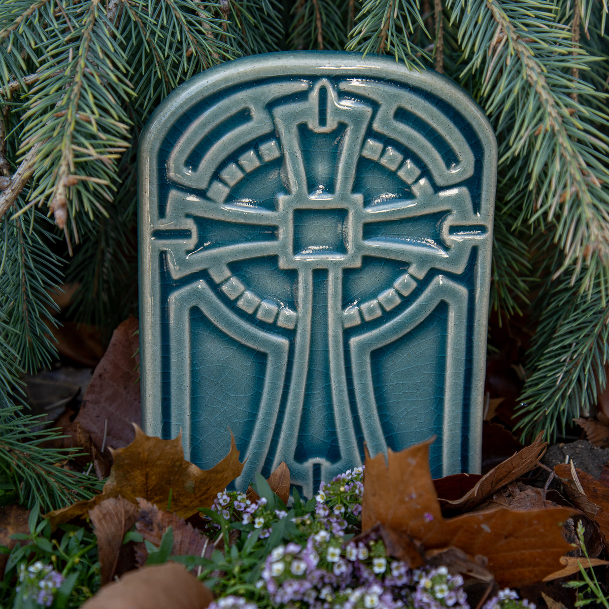 Orders Pewabic 2012 Art Pottery Periwinkle Blue Marios Cross Ceramic Tile