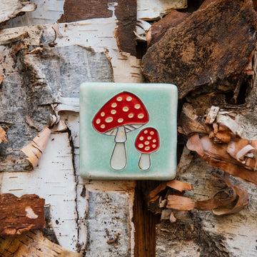 Amanita Mushroom Tile | Hand-Painted