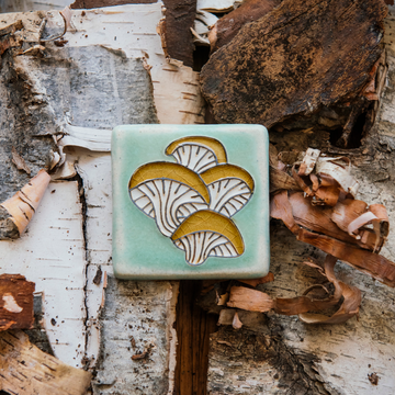 Oyster Mushroom Tile | Hand-Painted