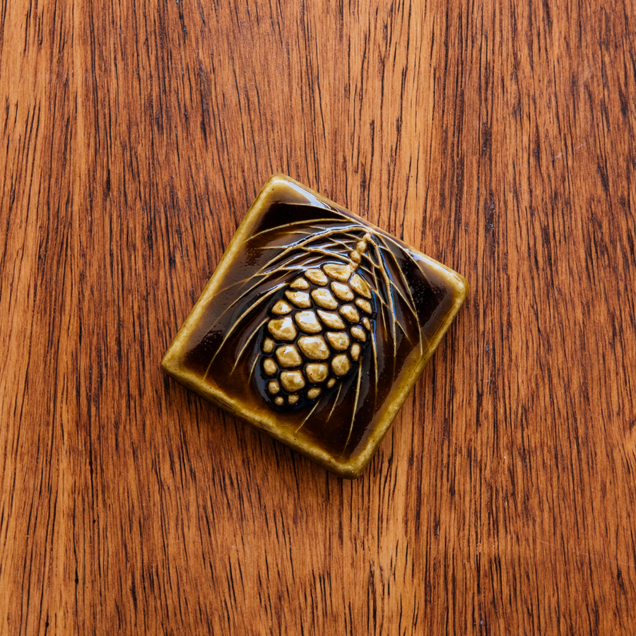 This tile features the glossy earthy brown Molasses glaze.