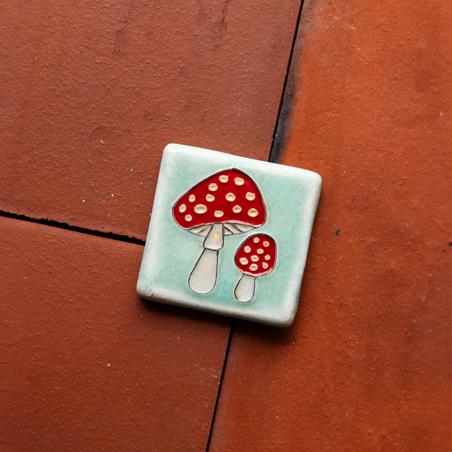 Amanita Mushroom Tile | Hand-Painted