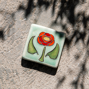 Hand-Painted Rose Tile