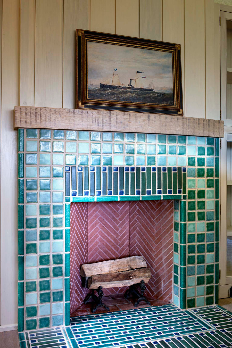 Seafoam + Mist Fireplace