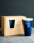 This pint set features the glossy deep dark blue Midnight glaze with an off white inside and lip.