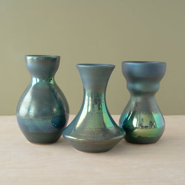 Mezza Vases | Matte Green Iridescent