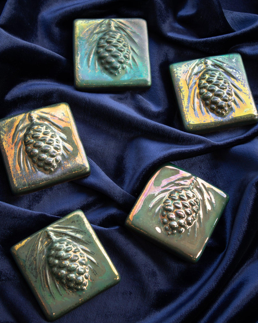 Pinecone Tile | Matte Green Iridescent