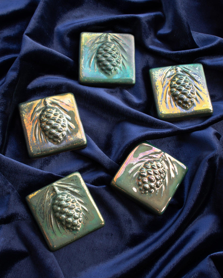 Pinecone Tile | Matte Green Iridescent