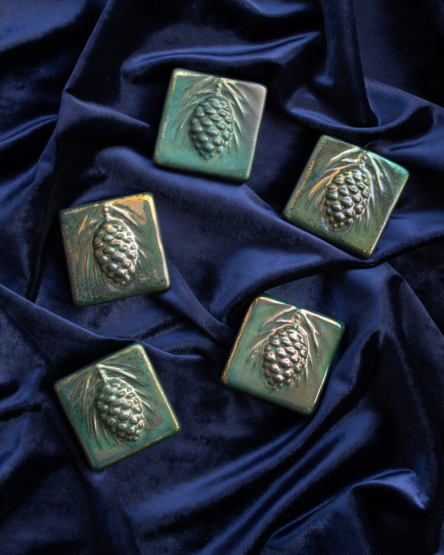 Pinecone Tile | Matte Green Iridescent