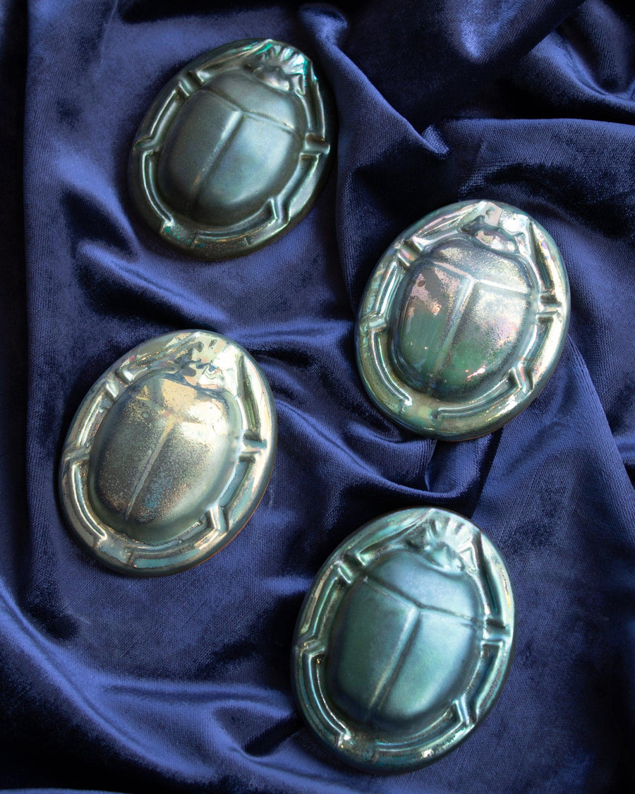 Limited Edition Scarab Paperweights | Matte Green Iridescent