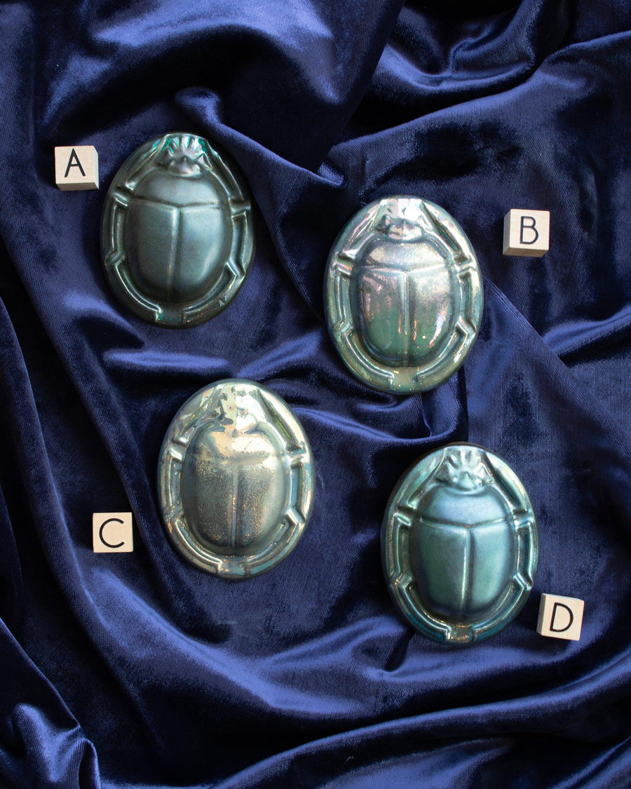 Limited Edition Scarab Paperweights | Matte Green Iridescent