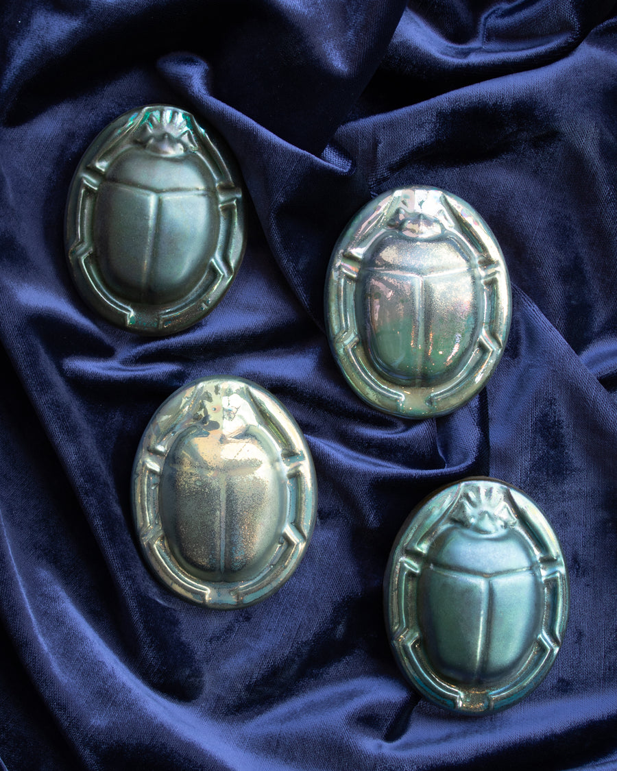 Limited Edition Scarab Paperweights | Matte Green Iridescent