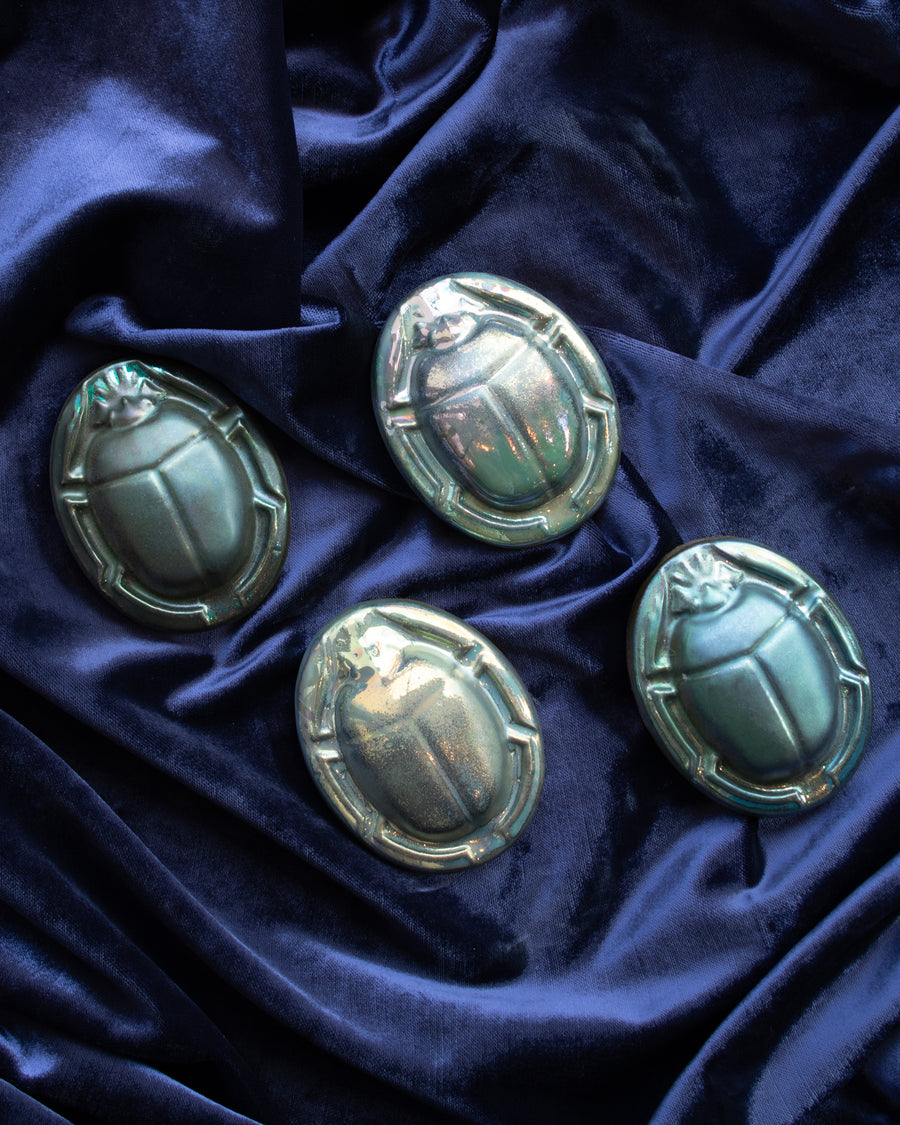 Limited Edition Scarab Paperweights | Matte Green Iridescent