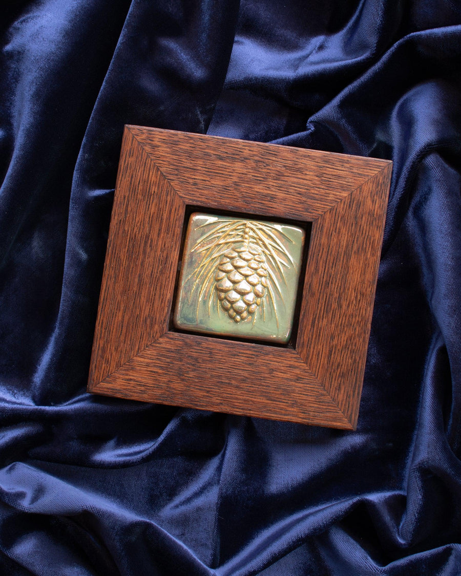 Framed Pinecone Tile | Blush Iridescent