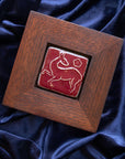 Framed Prancing Deer Tile | Winterberry