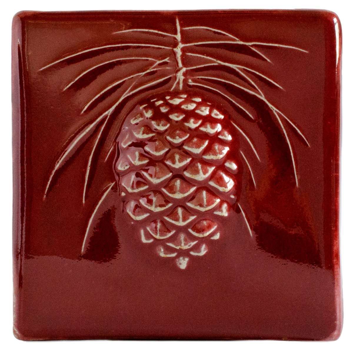 6x6 Pinecone Tile | Winterberry – Pewabic Pottery